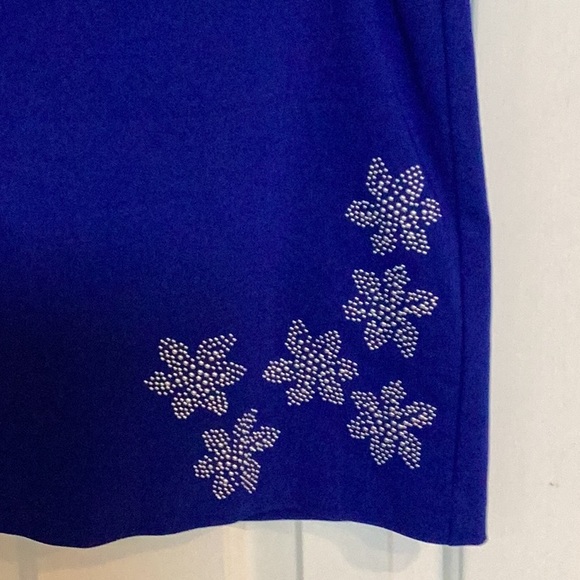 Attyre New York Cobalt Blue Skort w/ Embellished Silver Stud Flowers - Picture 2 of 6
